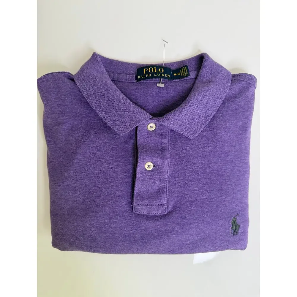 Polo Ralph Lauren Men's Polo Shirt Long Sleeve Embroidered Logo Purple Size M